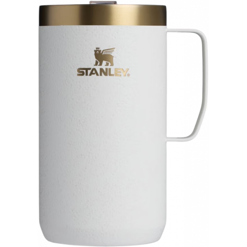 STANLEY Stay Hot 露營馬克杯壓合式Tritan直飲蓋防濺出雙層真空隔熱便攜 米白色 710ml 24 Oz