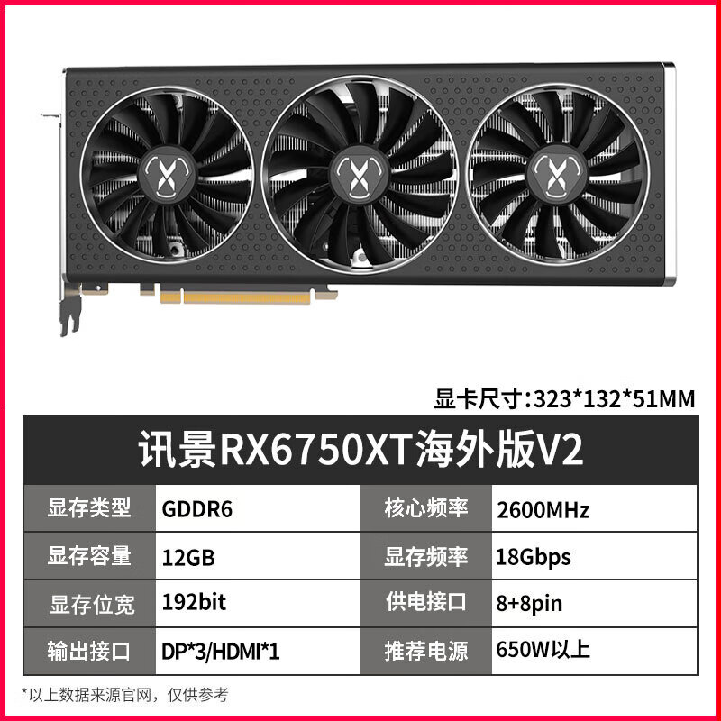 蓝宝石（Sapphire）RX6750GRE/7650GRE/7700XT/7800XT/9070XT/6600显卡6500XT 讯景RX6750XT海外版V2