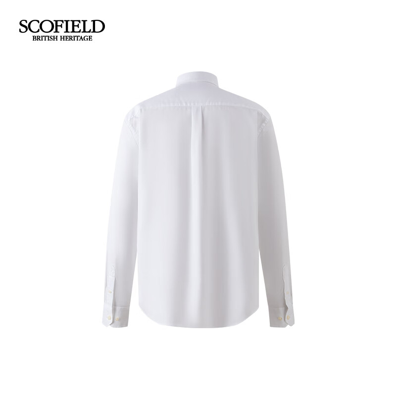 Scofield男士秋季新款商务通勤前胸精致狮子刺绣百搭长袖衬衫 白色 L (175)