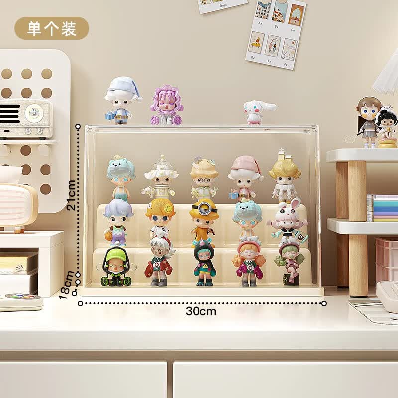 巫记盲盒展示架收纳亚克力透明防尘积木玩具手办展示柜泡泡玛特展示盒 手办展示收纳 大号-阶梯款-1个装