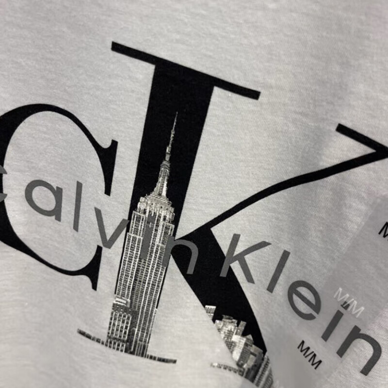 CALVIN KLEIN JEANSCK男纯棉短袖T恤情侣款休闲印花圆领 白色 2XL 美(200-240斤)