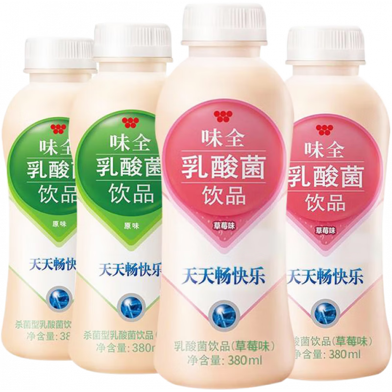 味全乳酸菌飲品原味益生菌發(fā)酵膳食纖維飲料整 原味乳酸菌38 草莓味味乳酸菌380mL*6瓶