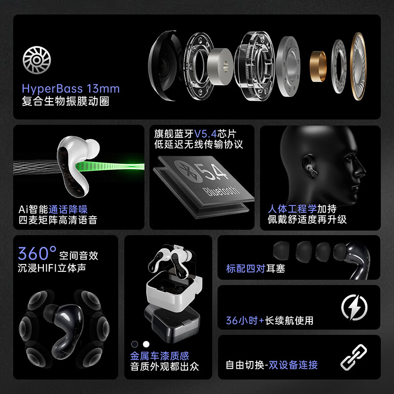 N DND PULSAR脉冲星新款蓝牙5.4耳机真无线高音质降噪长续航高清通话 玉露白