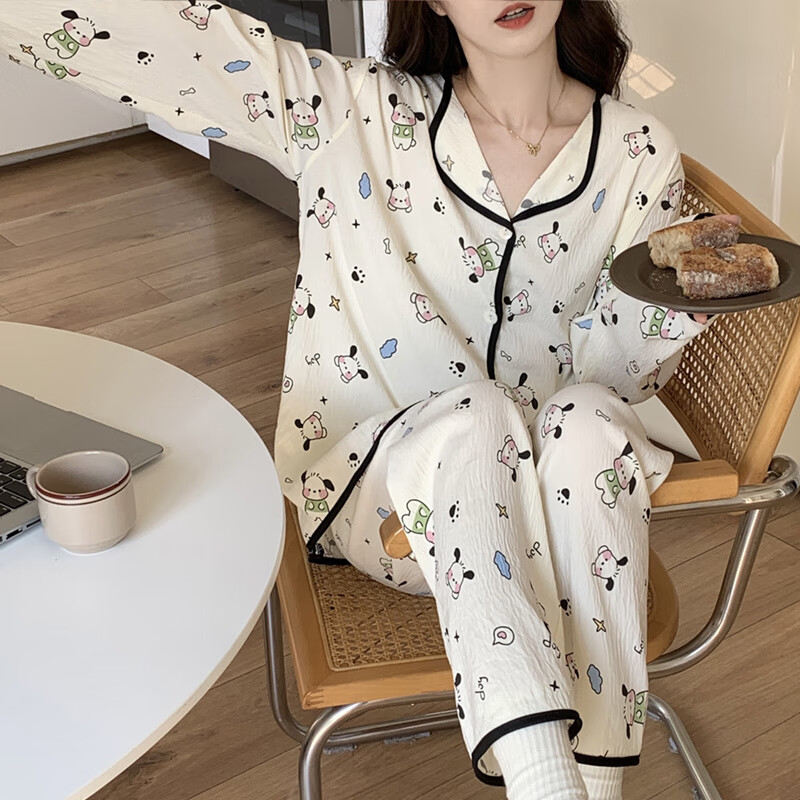 巴洛莲 BORORAM云朵棉睡衣女春秋季开衫长袖长裤两件套家居服可外穿 M-2XL SW-2239 M 建议80-100斤