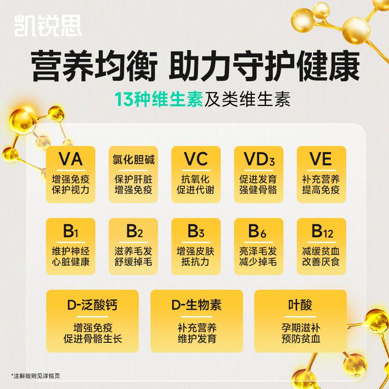 凯锐思 25种维生素关键营养猫多维猫咪维生素b片复合防掉毛补充营养 【化毛套装】猫咪维生素+鲜肉化毛膏