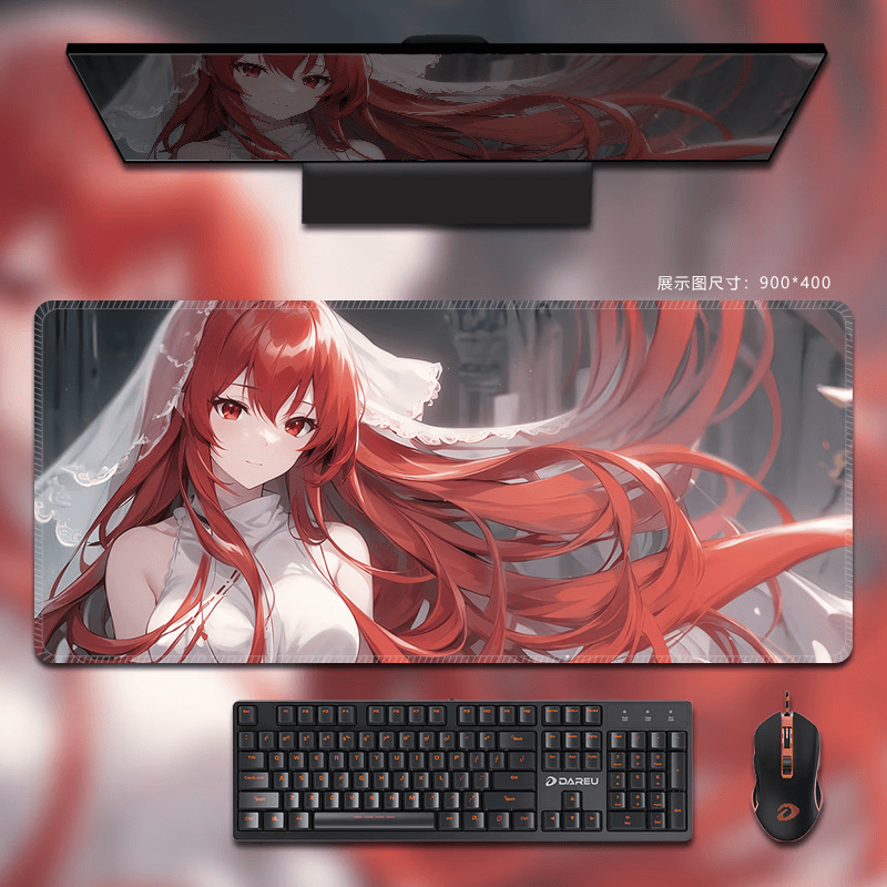 龙族上杉绘梨衣会鼠标垫家用办公桌垫超大号二次元游戏电竞键盘垫 C711：精密锁边防滑底面可水洗 1000*500mm 5mm