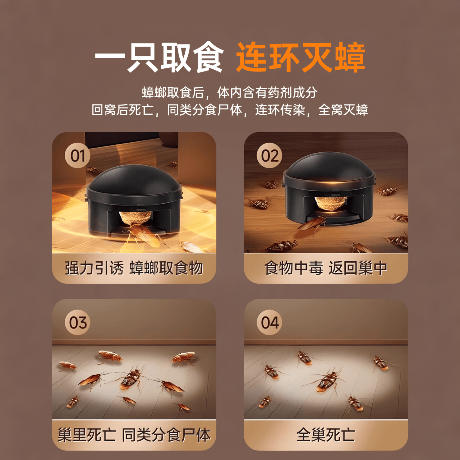初蔓蟑螂药特效强力全窝端虫卵双杀日本灭除蟑螂神器呋虫胺蟑螂诱饵盒 【连环灭杀】呋虫胺蟑螂药*12枚 东来超市热销同款蟑螂药TOP榜