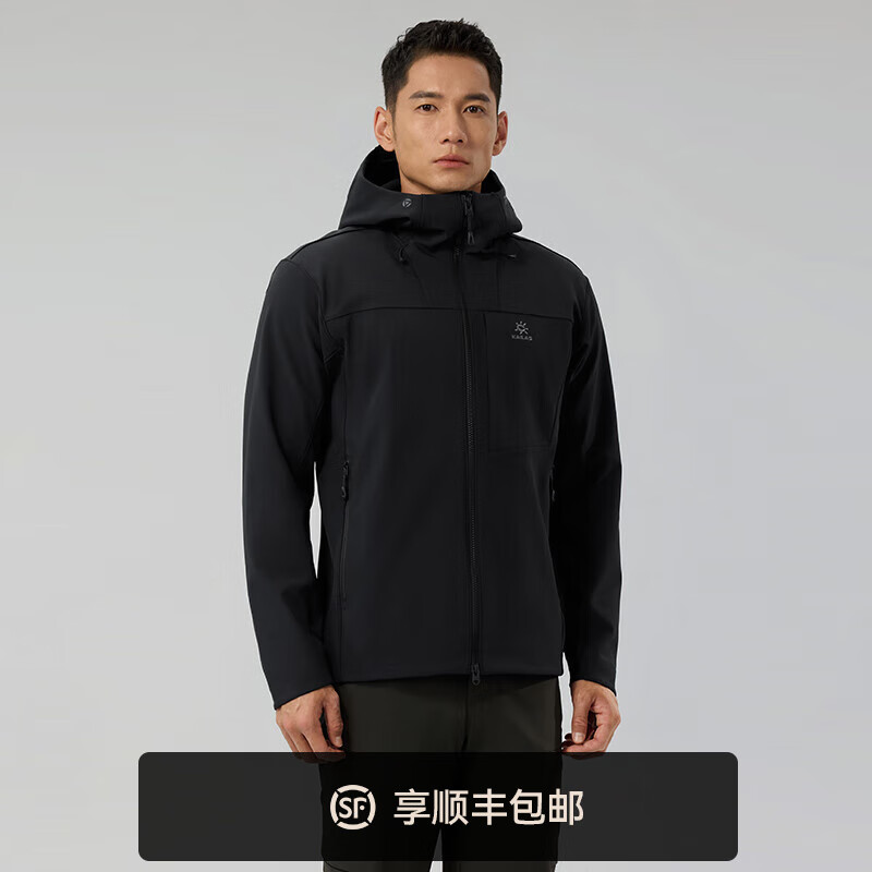 凯乐石连帽软壳外套保暖防风防泼水透气秋冬徒步软壳外套男女款 男款-玄青黑【M8 IC】 M