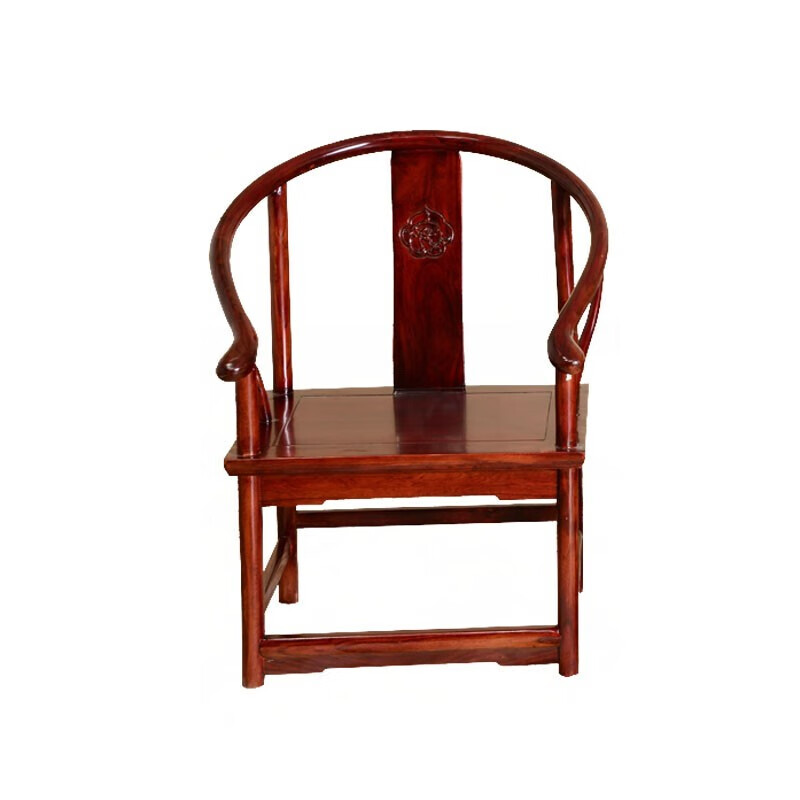 瑞呈堂（RUICHENGTANG） 实木中式圈椅围椅三件套茶桌椅皇宫椅榆木官帽椅太师椅仿古主人椅 小圈椅单件红色