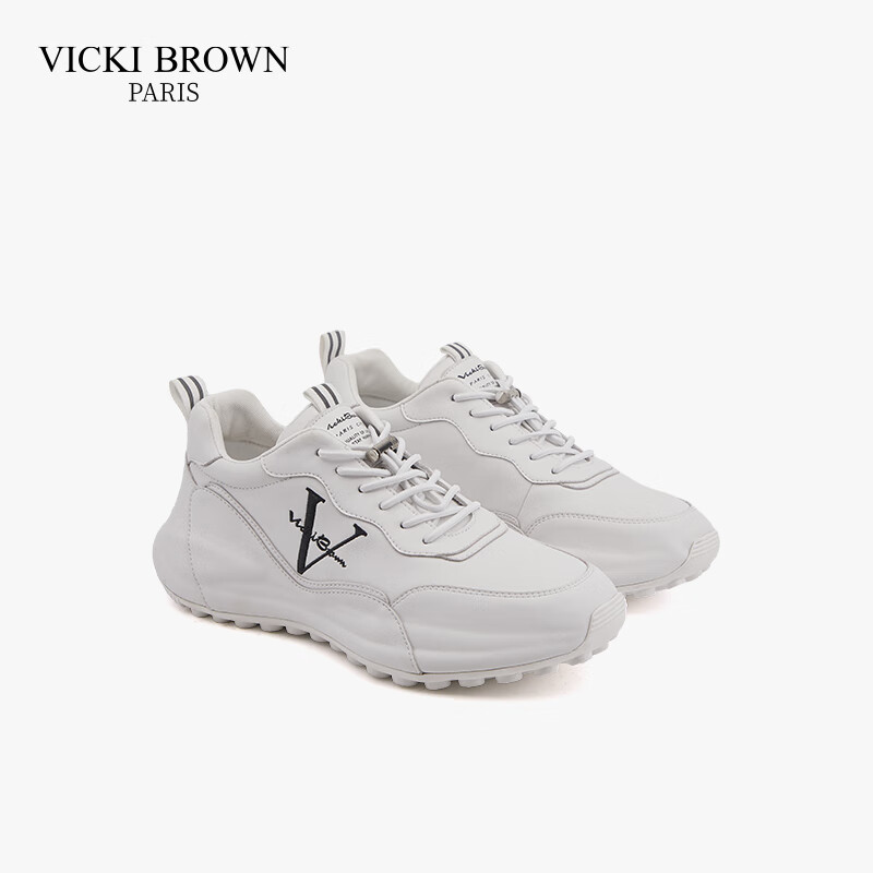 未毕(VICKI BROWN)法国品牌VB男鞋【法奢系列】舒适透气皮鞋男防滑休闲鞋包底老爹鞋 白色 38