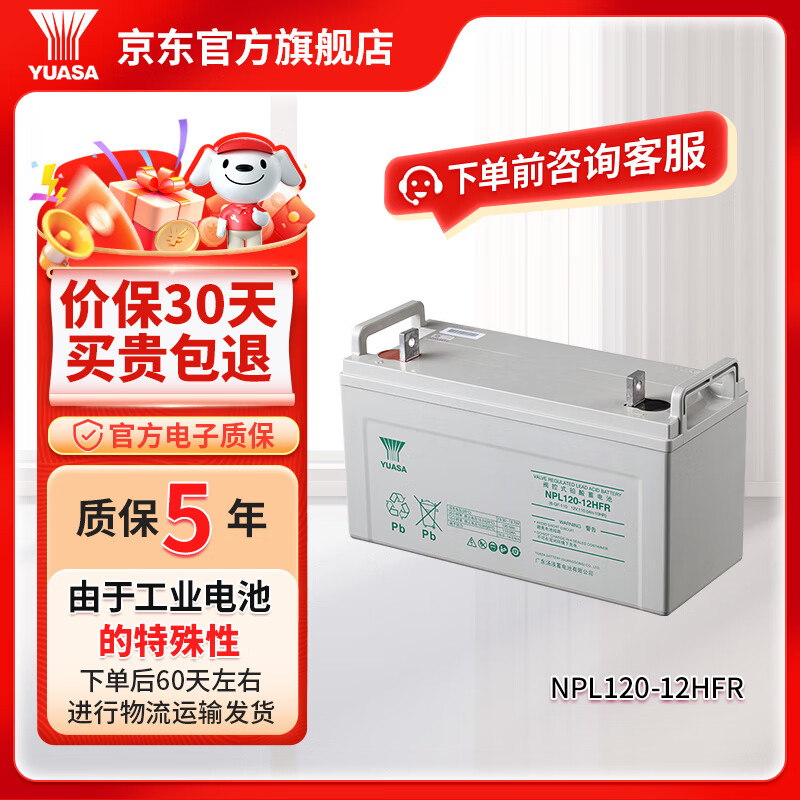 汤浅YUASA NPL系列铅酸免维护蓄电池 12V UPS不间断电源应急电源 NPL 120-12HFR【下单需咨询客服】