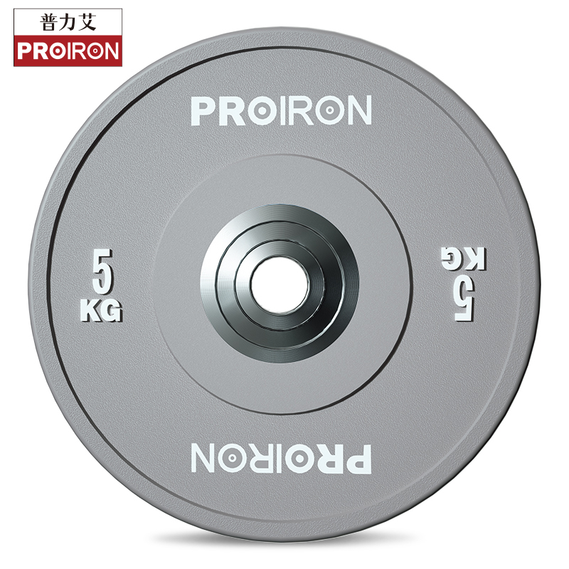 proiron杠铃片 全胶彩色橡胶举重卧推深蹲硬拉力量杠铃举重片 5kg*2