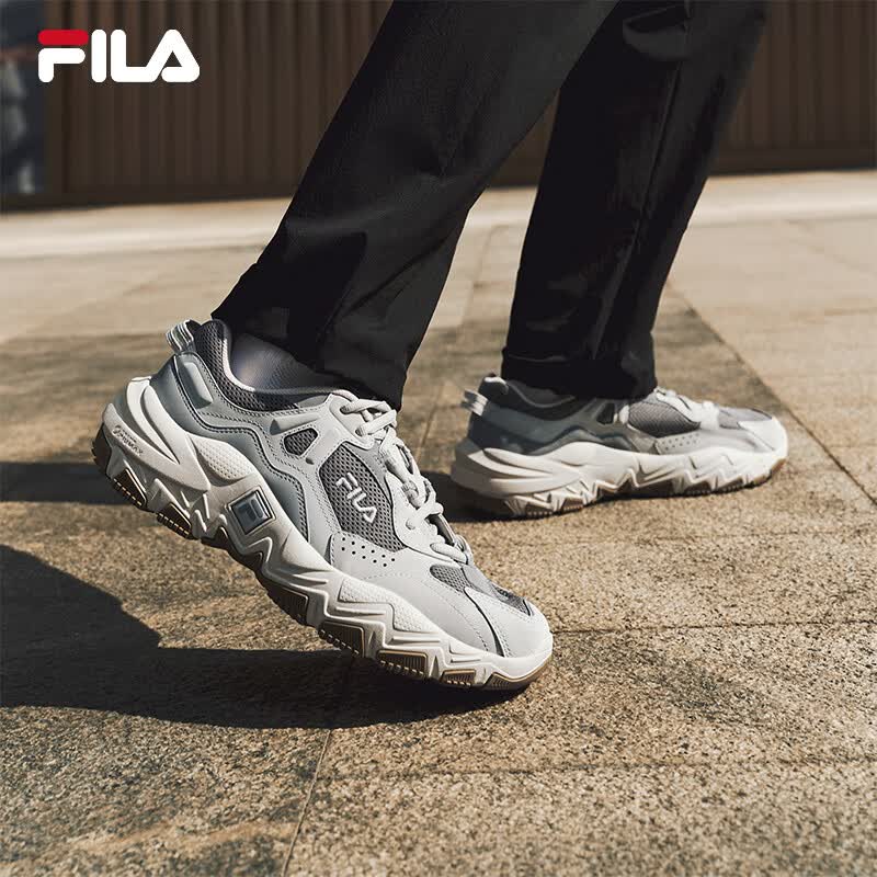 斐乐（FILA）官方方掠夺者2S男鞋情侣复古跑鞋运动鞋休闲鞋厚底老爹鞋 烟灰/鸽子灰-QD 42