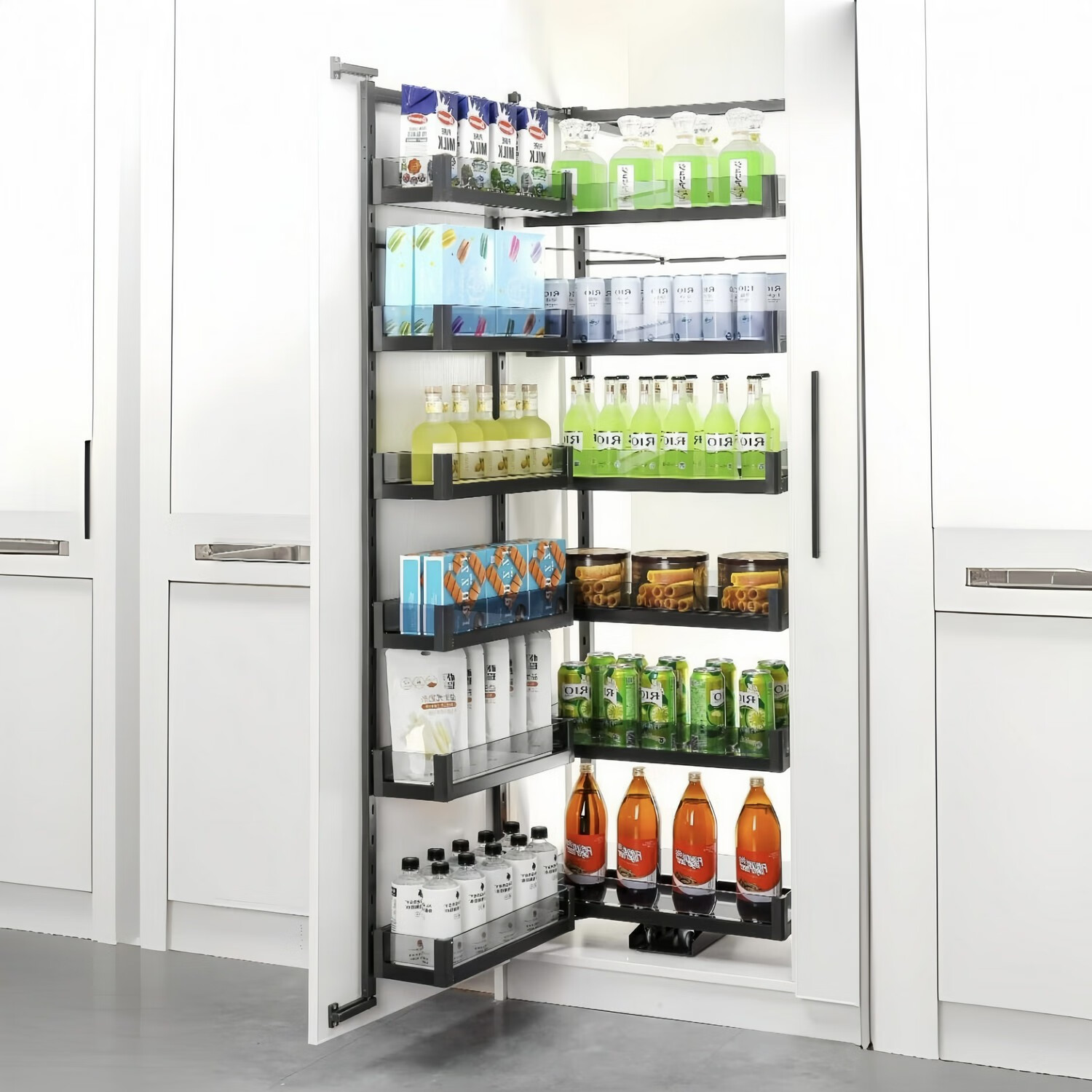 黑晶款橱柜大怪物高柜拉篮抽屉式调味篮厨房竖拉篮碗柜