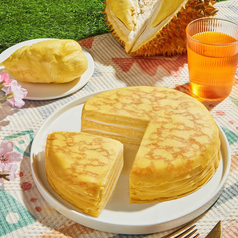 张导演榴莲千层6英寸生日蛋糕动物奶油【榴莲果肉40%】网红甜品榴莲蛋糕 榴莲千层400g/盒*3盒