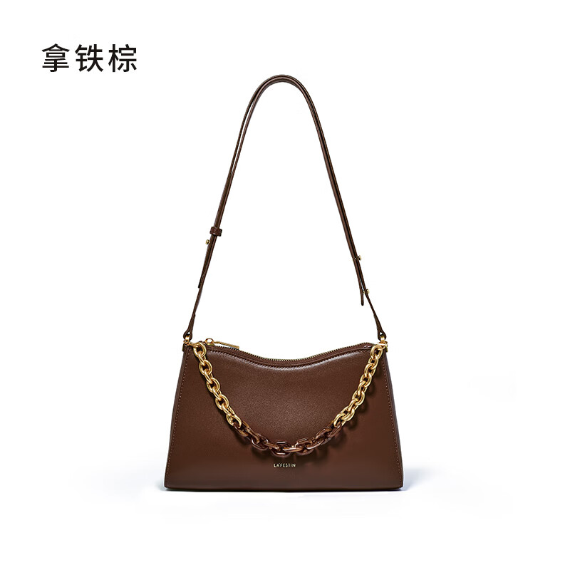 拉菲斯汀2025新款通勤斜挎法棍包女法式小眾鏈 拿鐵棕