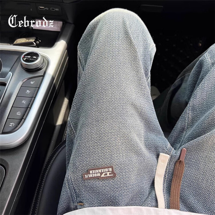 Cebrodz法国 牛仔裤男2025春秋季新款潮流星空纹做旧美式宽松直筒裤子 复古蓝 L