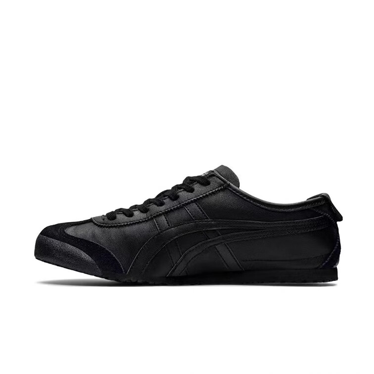 Onitsuka Tiger鬼塚虎同款復古男女低幫情侶鞋輕便皮面帆布鞋舒適休閑鞋一腳蹬鞋 黑武士 42.5