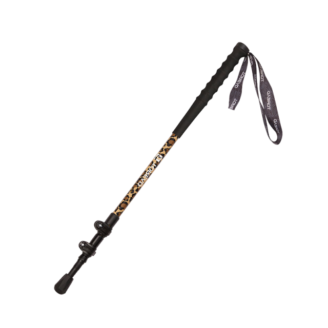 探路者喀納登山杖拐杖手杖碳素戶(hù)外徒步超輕便攜爬山棍 茶莓粉豹紋印花