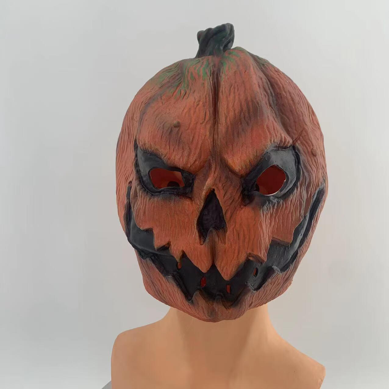 万圣节狂欢派对南瓜面具搞怪化妆舞会演出道具乳胶恐怖南瓜面具 图色