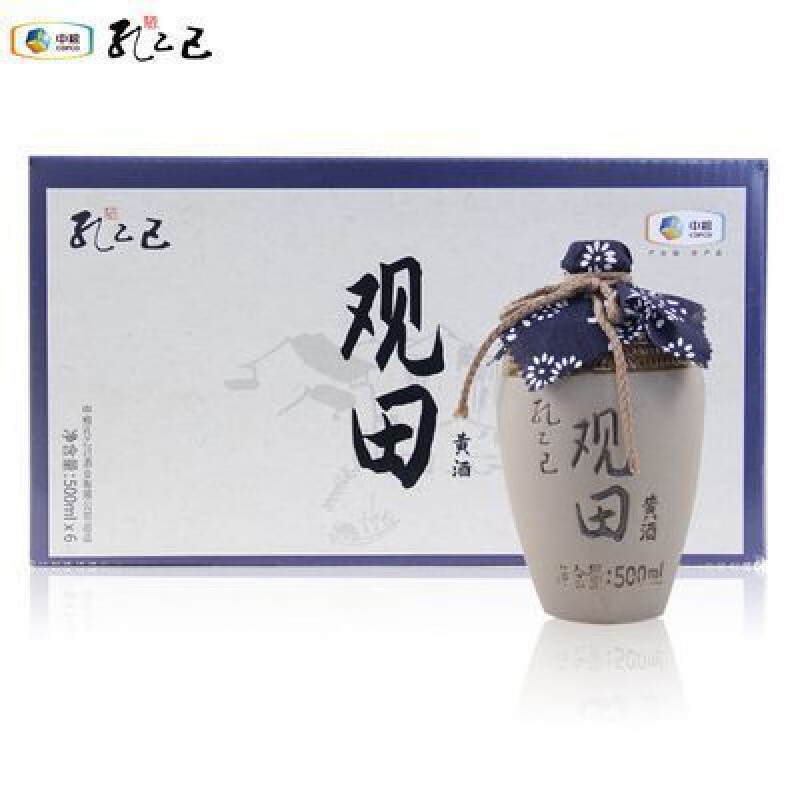孔乙己中糧孔乙己紹興黃酒老酒壇裝傳統送禮整箱花雕酒觀田六年500ml*6 * 500mL 6瓶