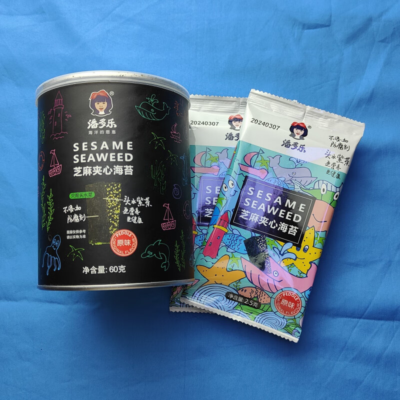 潘多乐海苔即食桶装芝麻夹心海苔网红原味无健康休闲