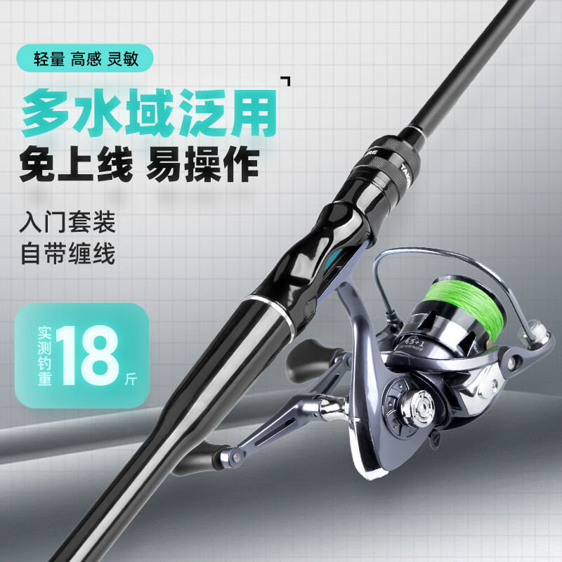 泰戈运动版路亚竿泛用ML调鲈鳜翘嘴新手远投竿1.8米直柄纺车轮套装