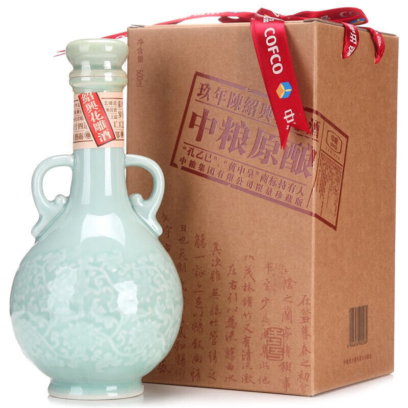 孔乙己紹興黃酒 中糧原釀 九年陳 花雕酒 500mL*1瓶  禮盒裝 九年+陳-花雕酒  禮盒裝