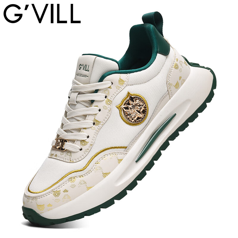 贵之步秋冬季新款软底缓震防滑舒适运动鞋厚底增高透气休闲鞋男鞋 米绿 （G023) 39 (运动鞋码）