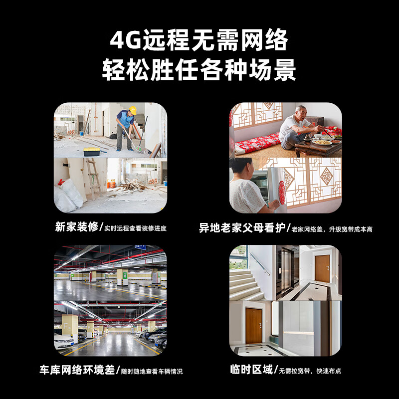 樂橙（LeChange）新品TA4D雙攝攝像頭手機(jī)遠(yuǎn)程無需網(wǎng)絡(luò)家用停車監(jiān)控4G內(nèi)置免流量費(fèi) 【4G流量版】雙攝300萬+300萬 無