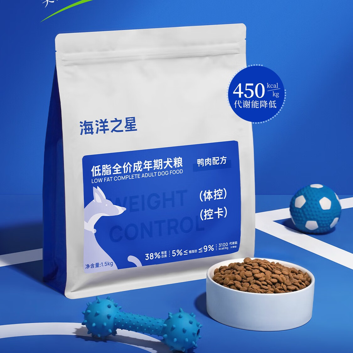 海洋之星（fish4dogs）低脂狗糧體控犬糧全犬期肥胖胰腺老年犬成犬控制體重 低脂成犬(鴨肉)狗糧 1.5kg送試用裝