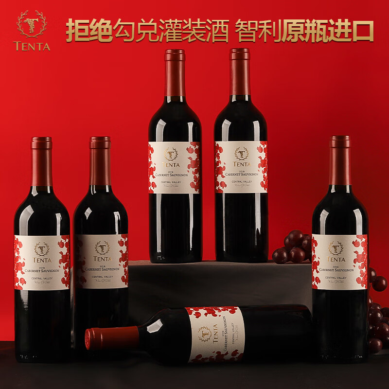 天帕智利中央山谷原瓶进口 赤霞珠干红葡萄酒红酒品种级13.5度红酒 整箱装