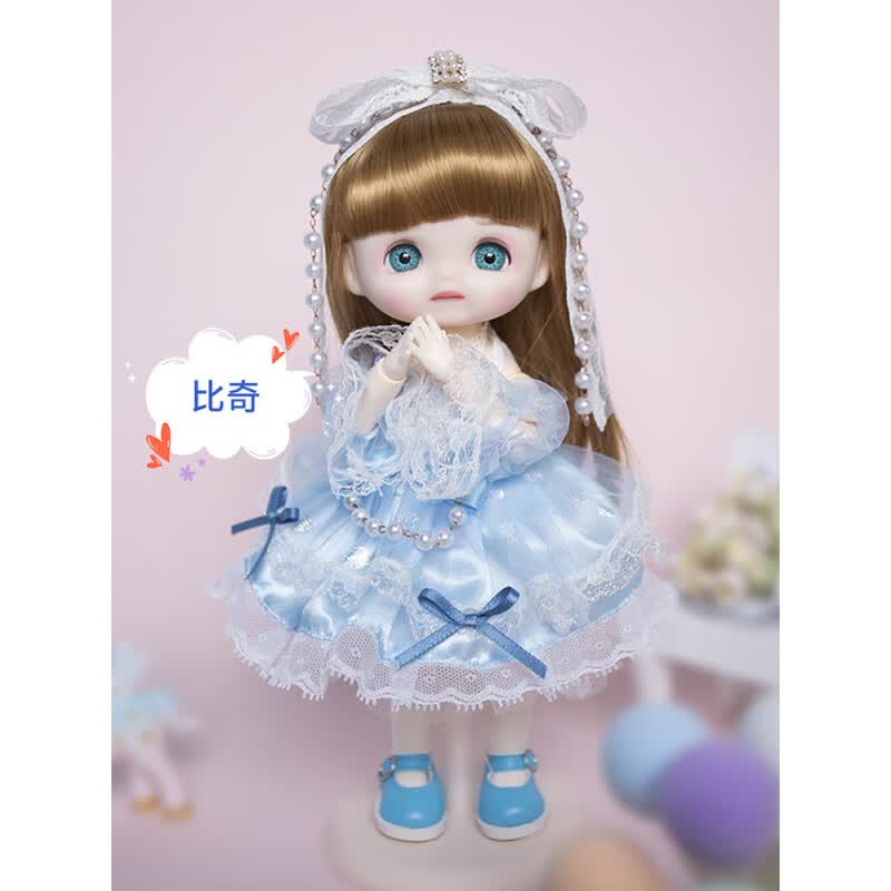 多麗絲娃娃（Doris）萌豆豆娃娃洋娃娃玩具玩偶小女孩公主兒童迷你仿真正版bjd 比奇-22.5CM 22.5CM正版娃娃原裝一整套