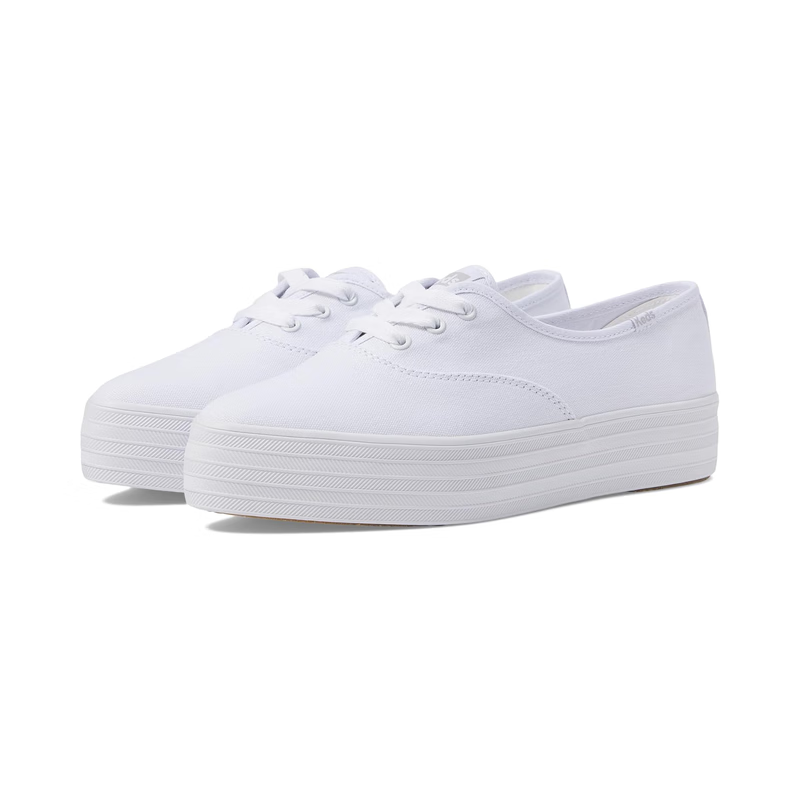 keds女運動(dòng)板鞋厚底休閑鞋透氣帆布鞋日常通勤校園風(fēng) White Canvas 36