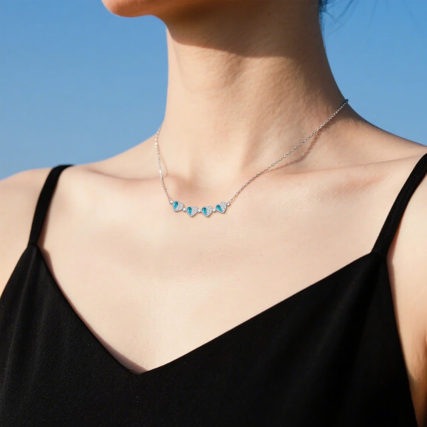 oivsy高端轻奢耳环纯银女气质高级感小众2025新款洋气正品9999四叶草 四叶草项链-绿松石