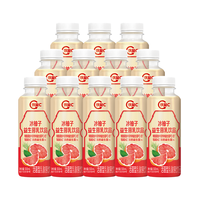 蒙牛（MENGNIU）优益C益生菌冰柚子活菌型乳酸菌饮品300ml×12瓶