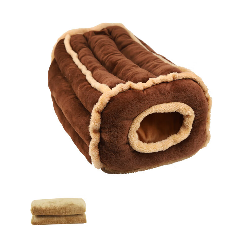 ZEZE猫窝冬季保暖小型犬狗窝深度睡眠英美短渐层猫睡袋屋半封闭厚实窝 咖啡色 配厚毛毯 M-中型