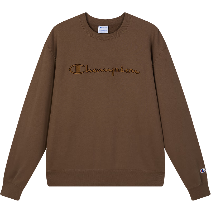 Champion冠軍圓領(lǐng)衛(wèi)衣男25秋季潮牌立體刺繡logo女情侶裝潮 粉末可可 L