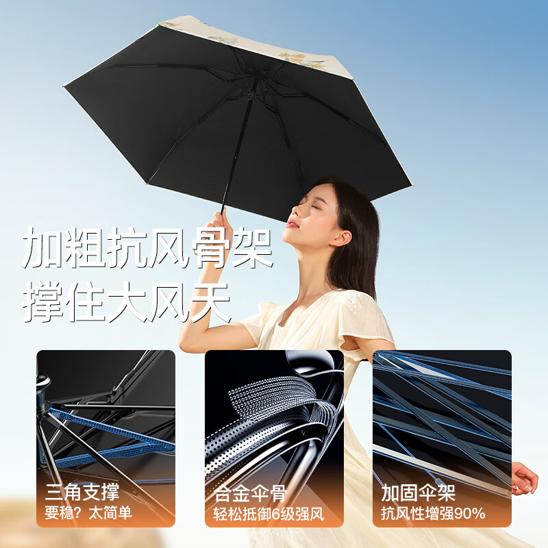 AILUKI德国遮阳伞太阳伞女晴雨两用防晒防紫外线轻小巧便携口袋伞高颜值 荷塘月色【UPF50+专业防晒航空合