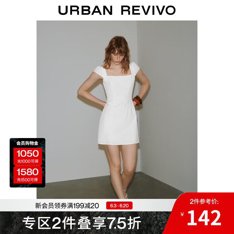 UR2025夏季新款女波嬉风气质系带打揽超短款连衣裙UWG750105 本白 M
