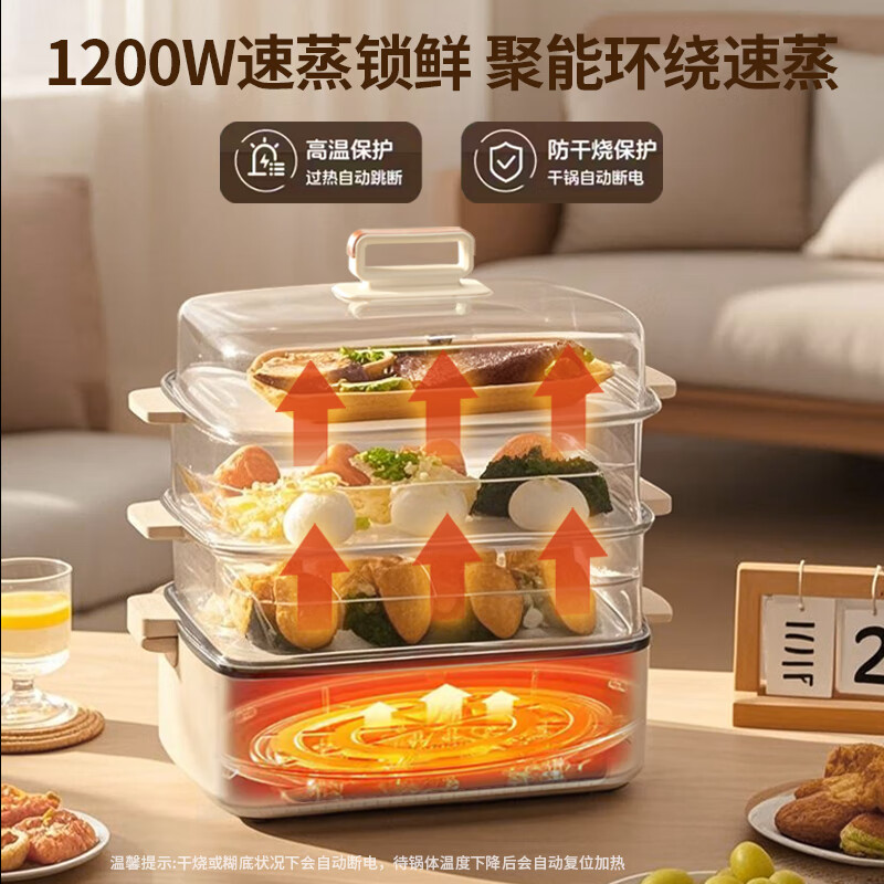 韩国SIMDA电蒸锅炖蒸煮一体3层多功能家用大容量蒸汽锅电煮锅自动断电2025新款 两层【预约/定时/防干烧】