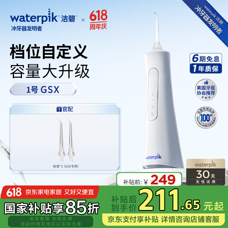 洁碧（Waterpik）手持便携式电动冲牙器水牙线洗牙器洁牙机清洁口腔预防牙结石GSX【独家新品】礼物父亲节礼物
