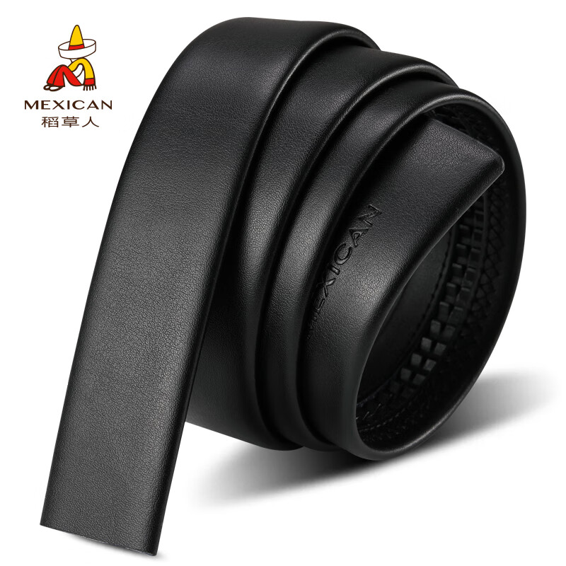 稻草人(mexican)男士皮带二层牛皮自动扣无头带身无扣头裤带青年学生