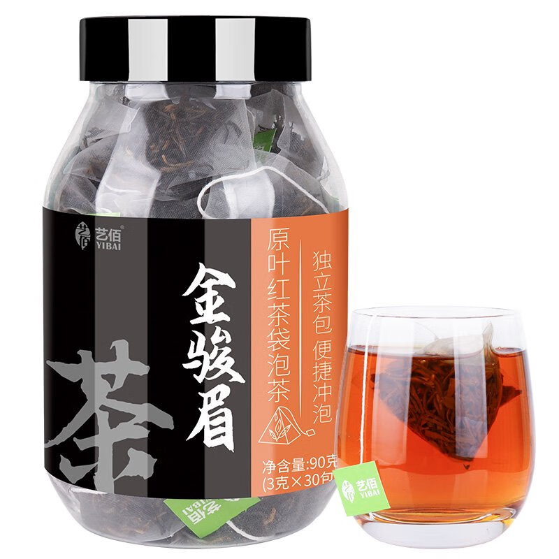 藝佰茶葉金駿眉紅茶武夷山紅茶蜜香型紅茶包獨(dú)立三角茶包60包*3g 90g