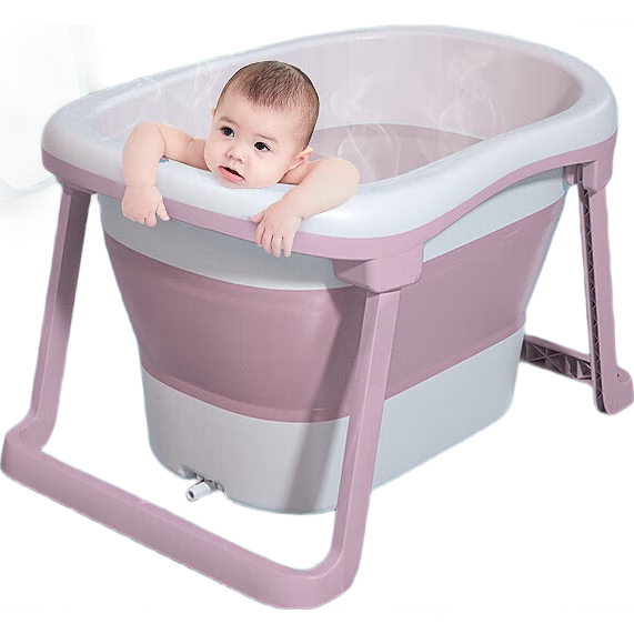 世纪宝贝（babyhood）儿童洗澡桶婴幼儿浴桶宝宝新生儿游泳泡澡桶小孩可折叠浴缸洗澡盆 【豪华款】紫+脸盆*2(赠礼包)