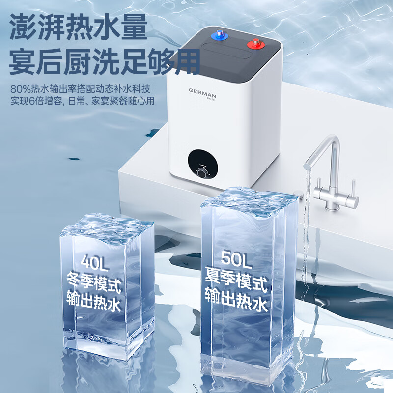 德国宝8升小厨宝一级能效厨房专用小型电热水器陶瓷科技金钢无缝内胆速热电热水宝 锆金全陶瓷内胆【8L】一级能效速热台下款 小厨宝【企业下单更优惠】