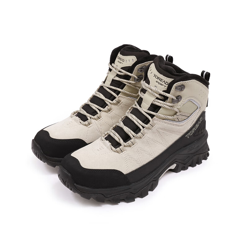 探路者（TOREAD）登山鞋女2024春秋新款户外运动轻量防滑耐磨中帮徒步鞋男 卡其黑色-男 加绒 43