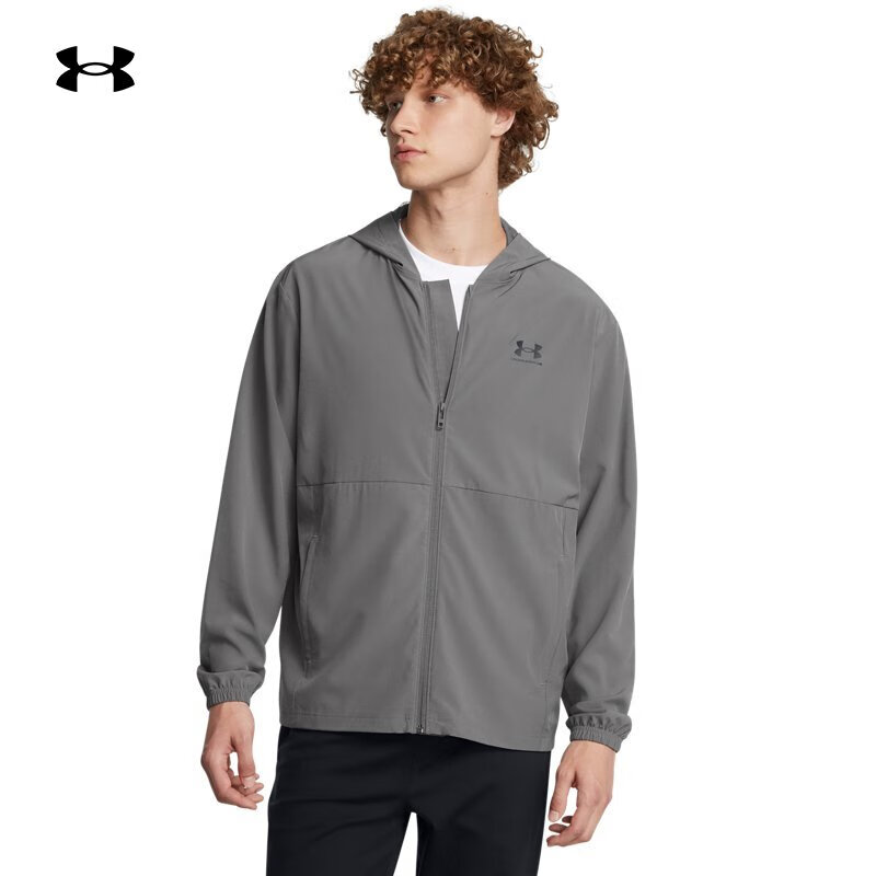 安德玛（UNDERARMOUR）Vibe Windbreaker男子梭织运动休闲夹克1386555 城堡岩灰025 L