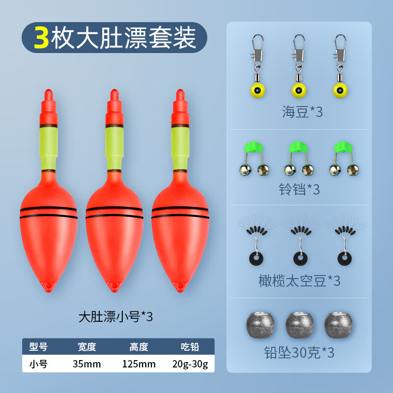 希格鲨夜光大肚漂套装钓水怪鲢鳙专用海钓远投空心浮漂组合夜钓鱼漂全套 【3套】大肚漂套装【小号】30g铅 其他