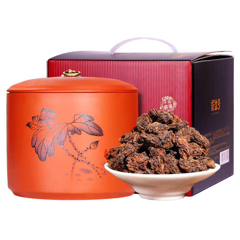 新益号糯米香冰岛普洱茶熟茶老茶头八年陈熟普云南临沧糯伍古树茶叶送礼 【十二年冰岛金芽茶头】500g*1盒